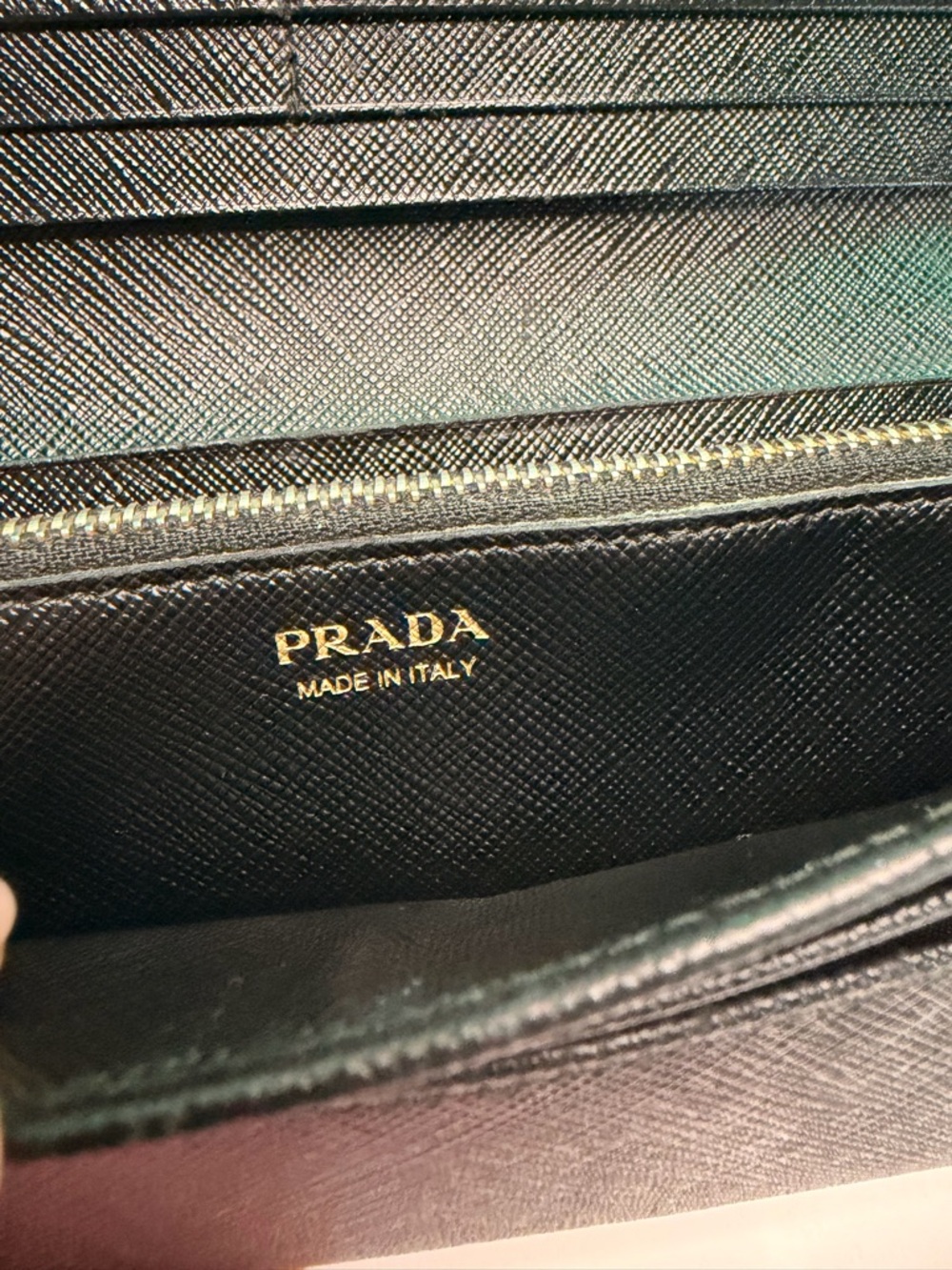 Prada Black Saffiano Leather Bow Wallet with Gold Logo - Picture 6 of 8
